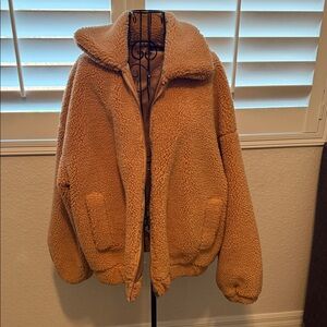Oversized teddy bear Cozy Tan Sherpa coat